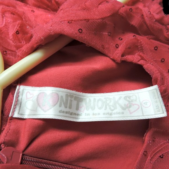 KNITWORKS little girl's roses, covered dress sz 4 - Picture 9 of 10